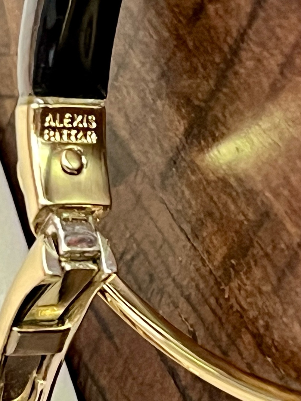 Alexis Bittar Orbital Lucite Dark Grey Black & Golden Bangle Bracelet - Picture 9 of 17
